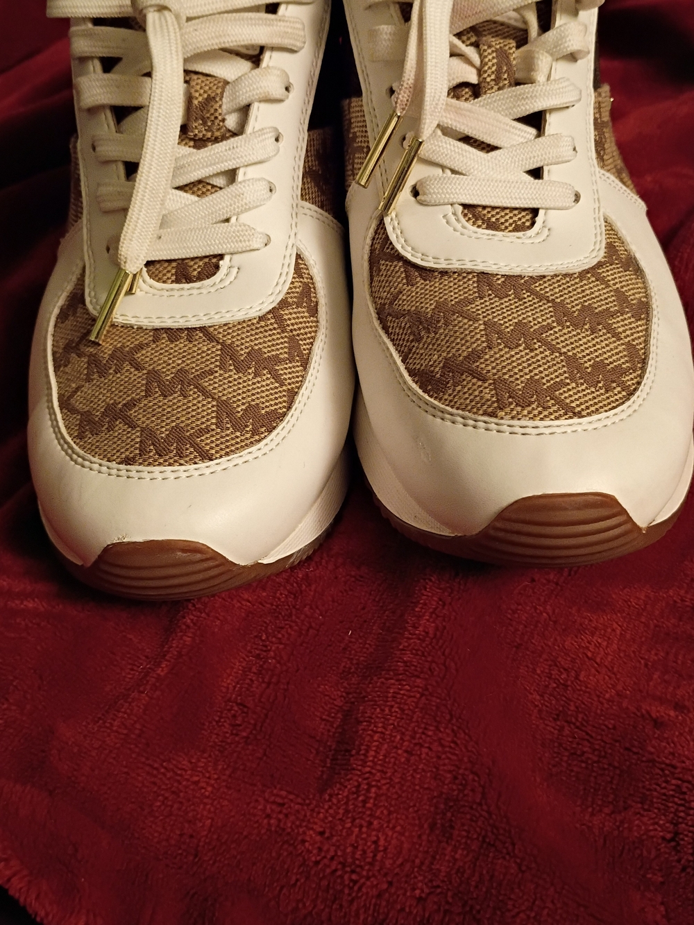 MICHAEL Michael Kors Brown and White Logo-Print Sneakers